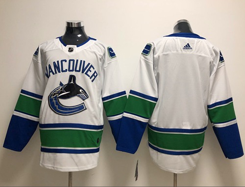 Adidas Canucks Blank White Road Authentic Stitched NHL Jersey - Click Image to Close